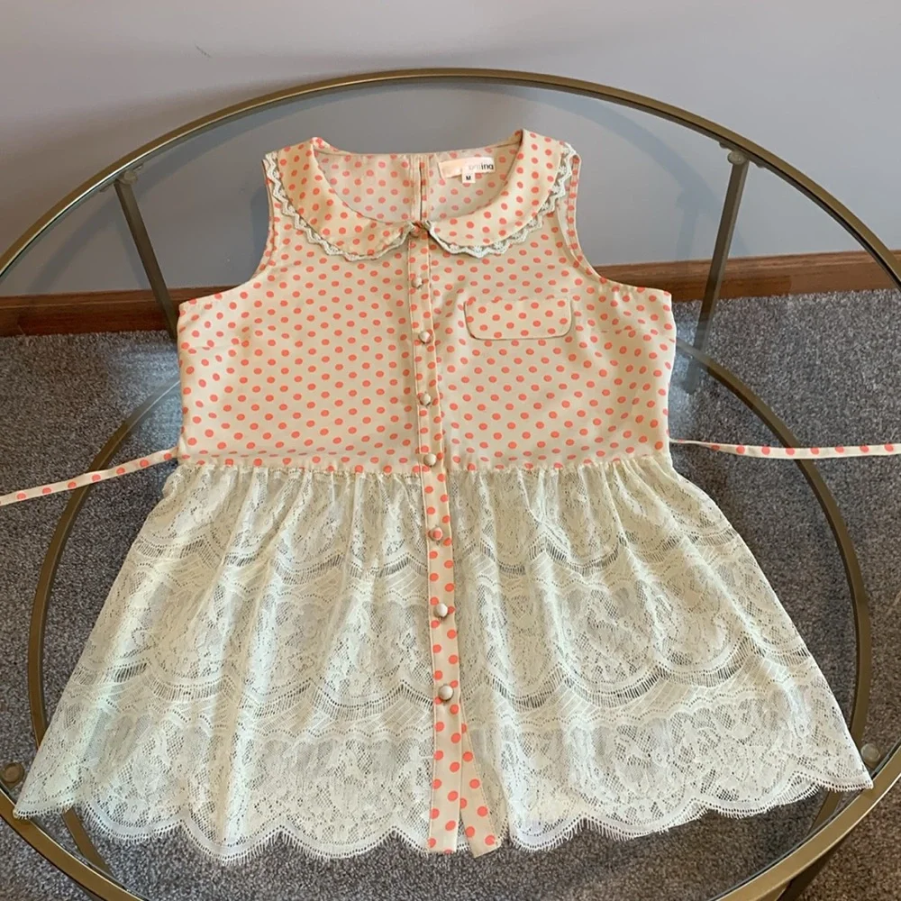 Aniina Sleeveless Polka Top with Peter Pan collar Size M - Picture 13 of 16